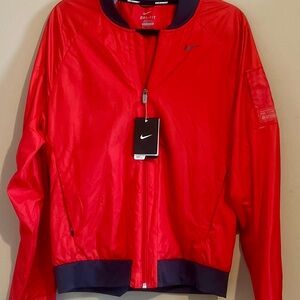 Nike Red Dri-FIT Running Jacket with Navy Trim